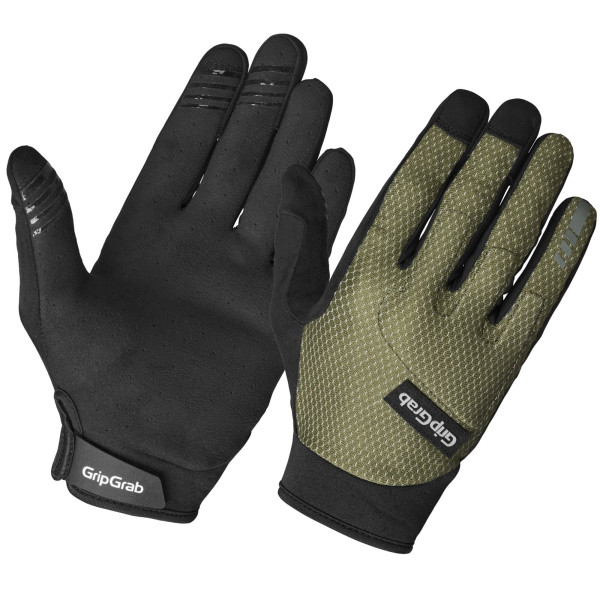 GripGrab Descent Guarded Full Finger pirštinės | Olive Green