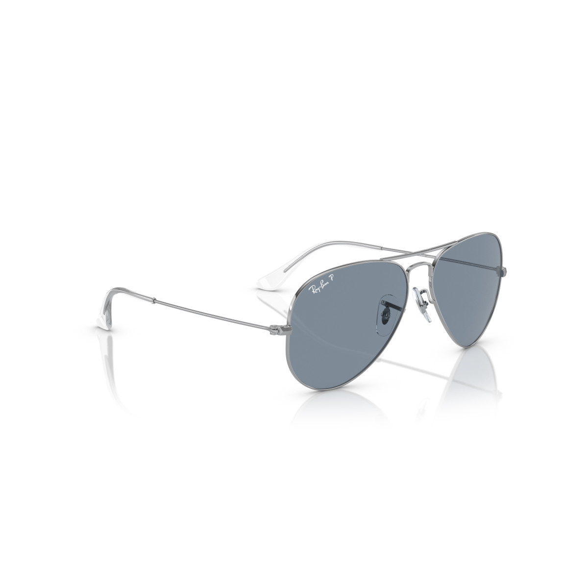 Ray-Ban Aviator Metal Large akiniai | Polarized | Silver - Blue