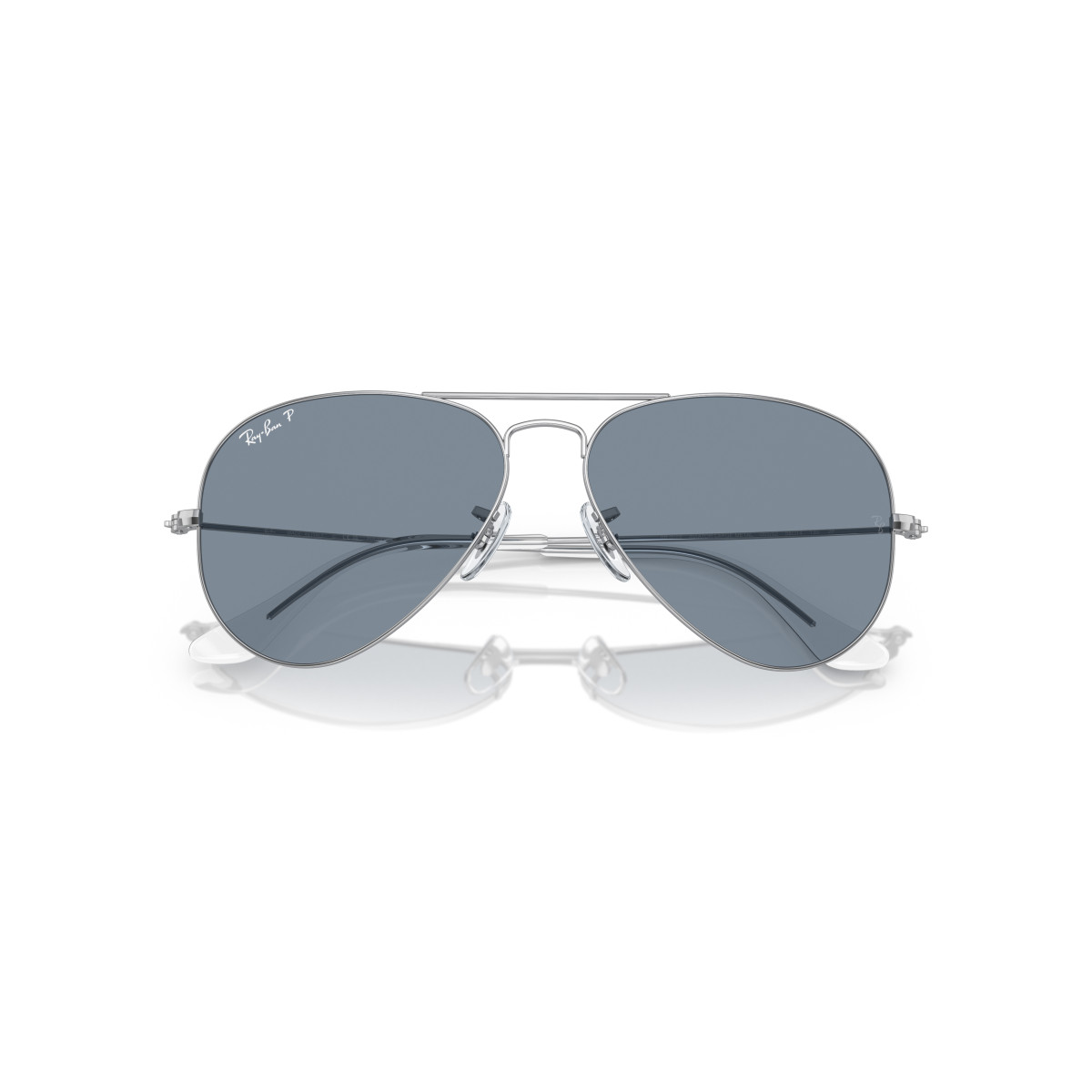 Ray-Ban Aviator Metal Large akiniai | Polarized | Silver - Blue
