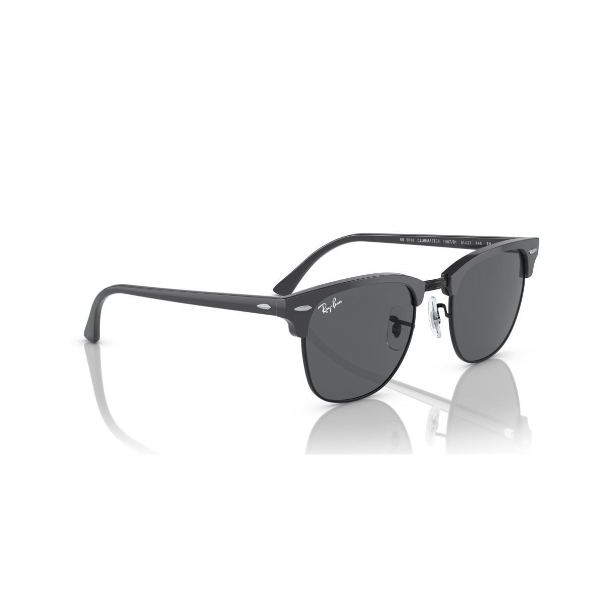 Ray-Ban Clubmaster Classic Sunglasses | Grey on Black - Dark Grey