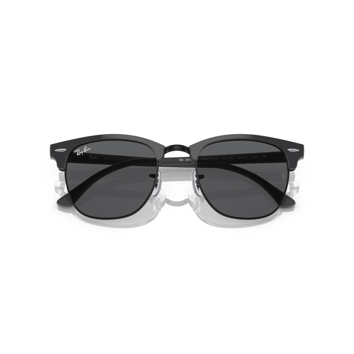 Ray-Ban Clubmaster Classic Sunglasses | Grey on Black - Dark Grey