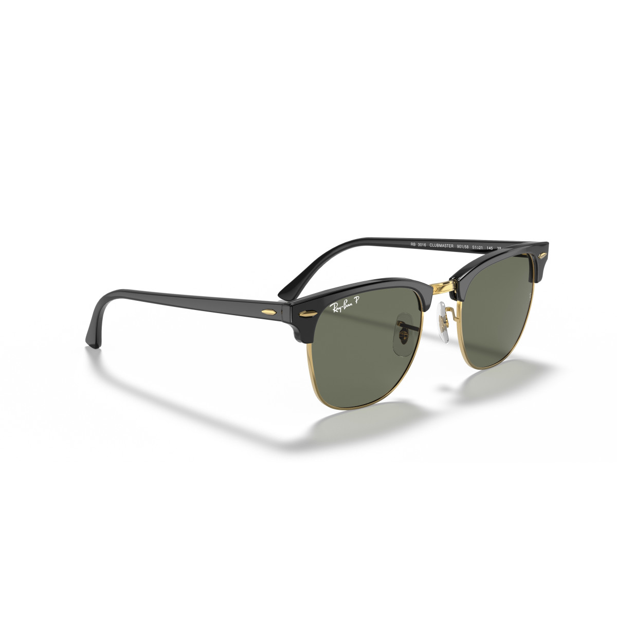 Ray-Ban Clubmaster Classic Sunglasses | Polarised | Black & Gold - G-15 Green