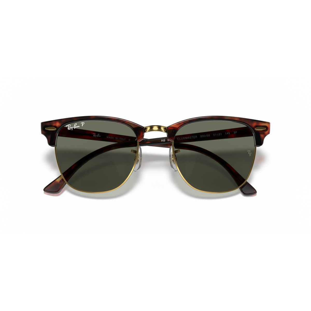 Ray-Ban Clubmaster Classic Sunglasses | Polarised | Tortoise On Gold - G-15 Green
