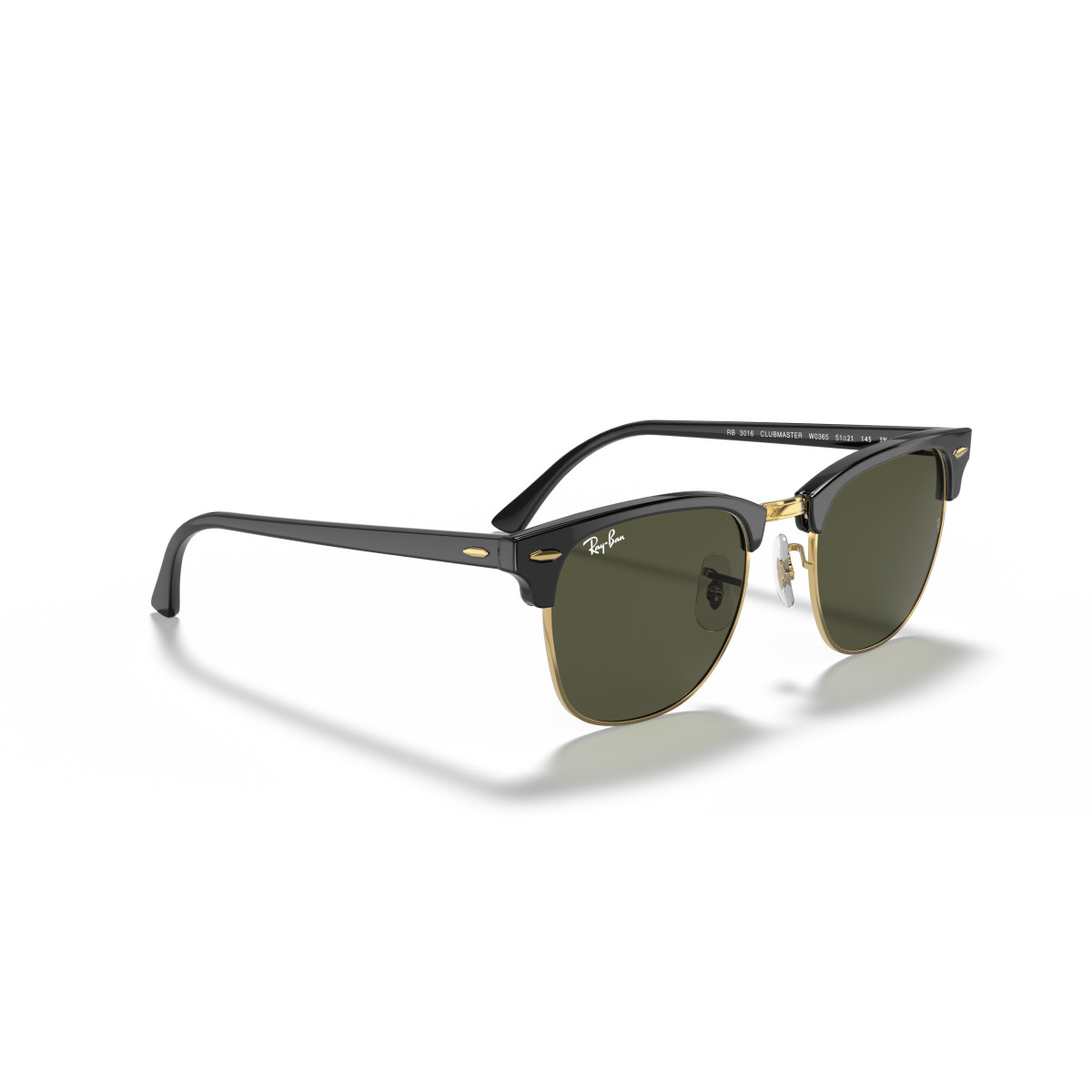Ray-Ban Clubmaster Classic Sunglasses | Black On Gold - G-15 Green