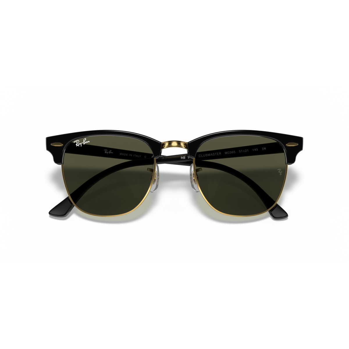 Ray-Ban Clubmaster Classic Sunglasses | Black On Gold - G-15 Green