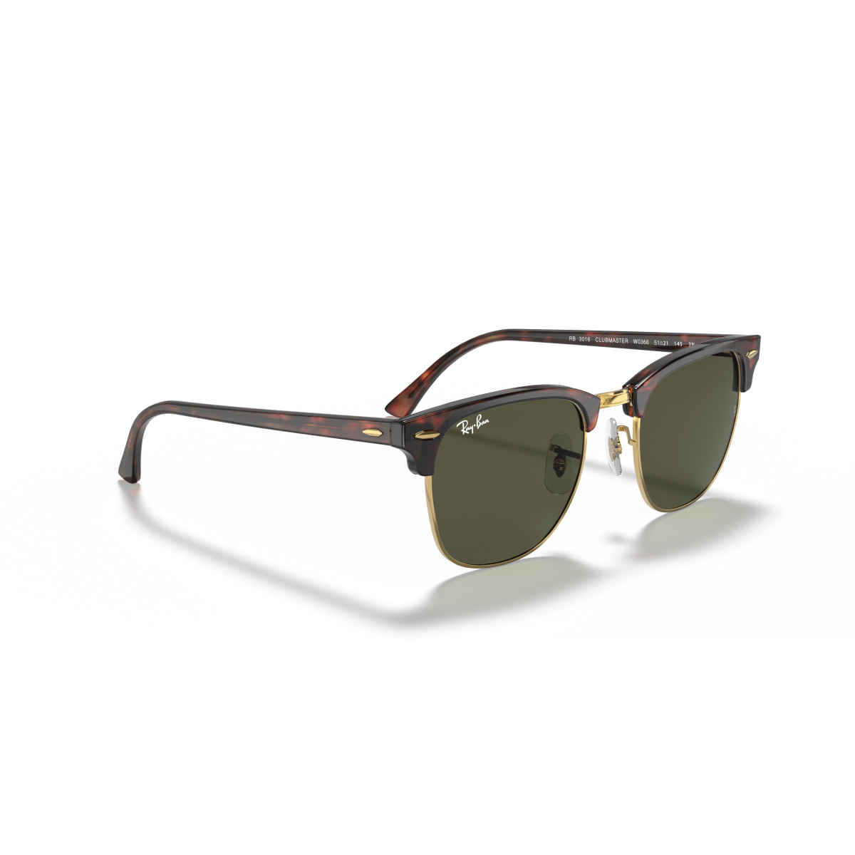 Ray-Ban Clubmaster Classic Sunglasses | Tortoise On Gold - G-15 Green