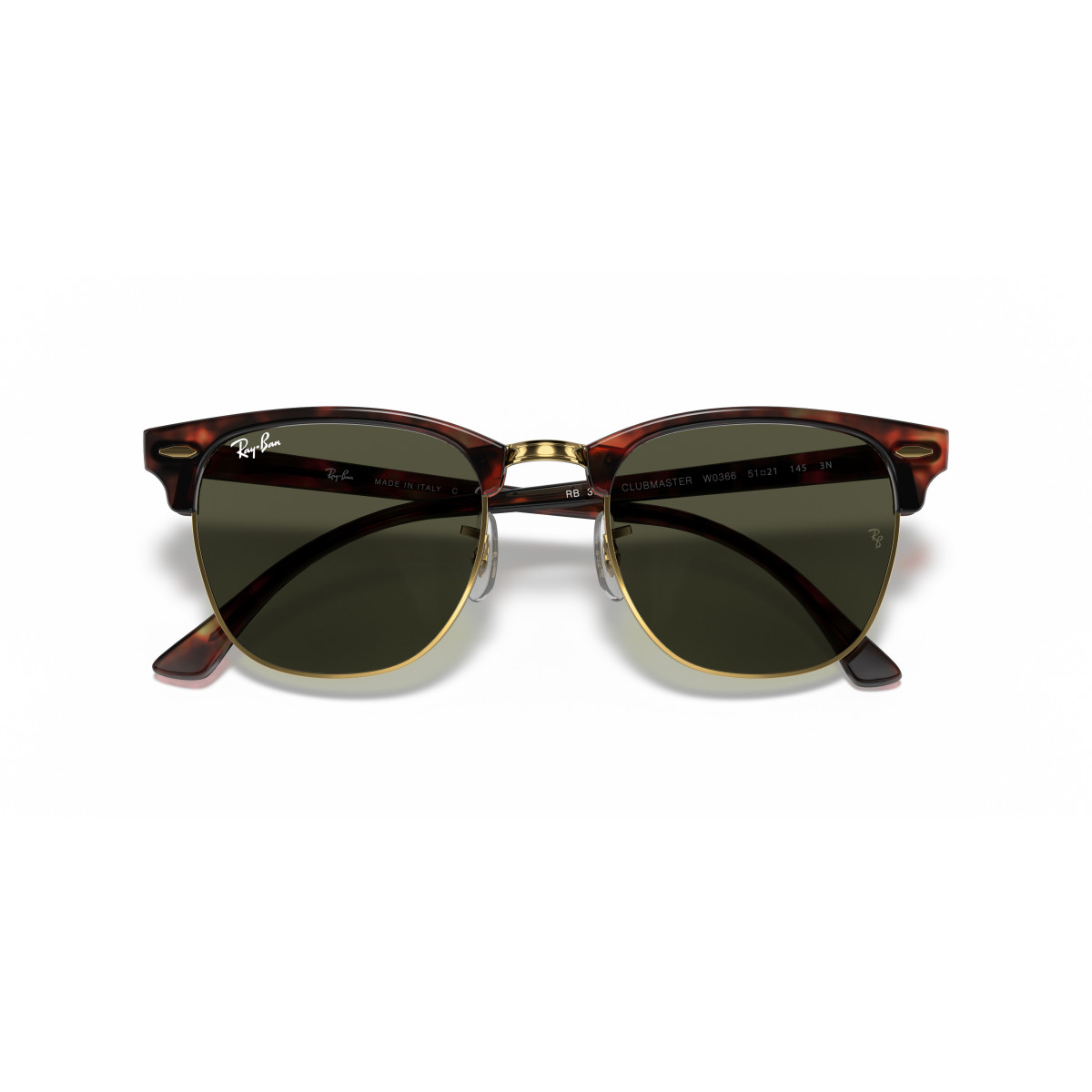 Ray-Ban Clubmaster Classic Sunglasses | Tortoise On Gold - G-15 Green