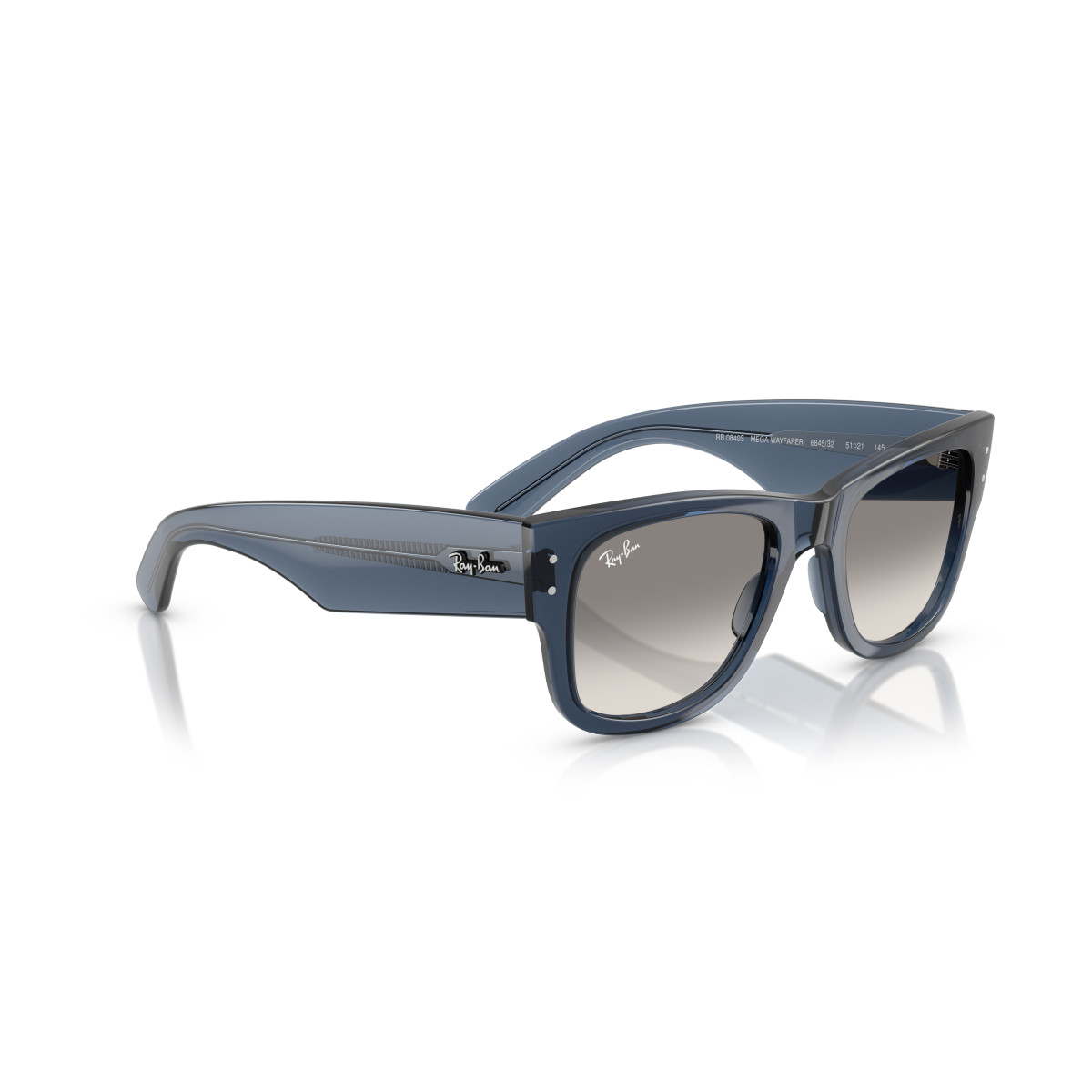 Ray-Ban Mega Wayfarer akiniai | Transparent Dark Grey - Clear Gradient Grey