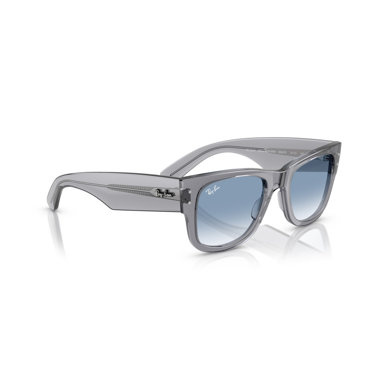 Ray-Ban Mega Wayfarer akiniai | Transparent Grey - Clear Gradient Blue