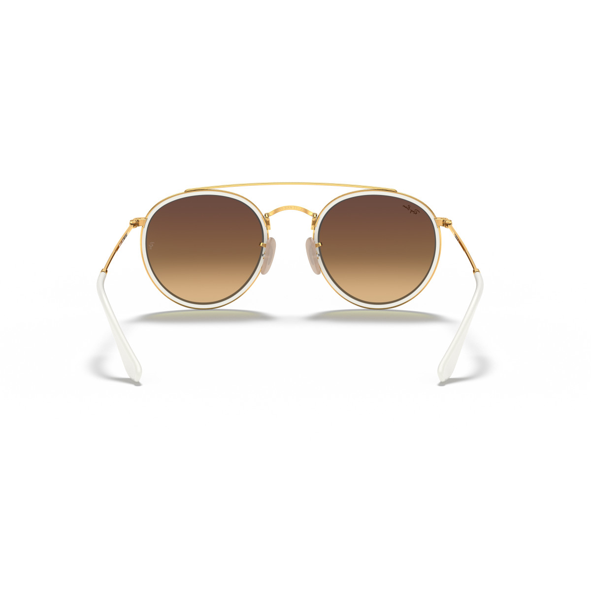 Ray-Ban Round Double Bridge akiniai | Polished Arista Gold - Blue Flash