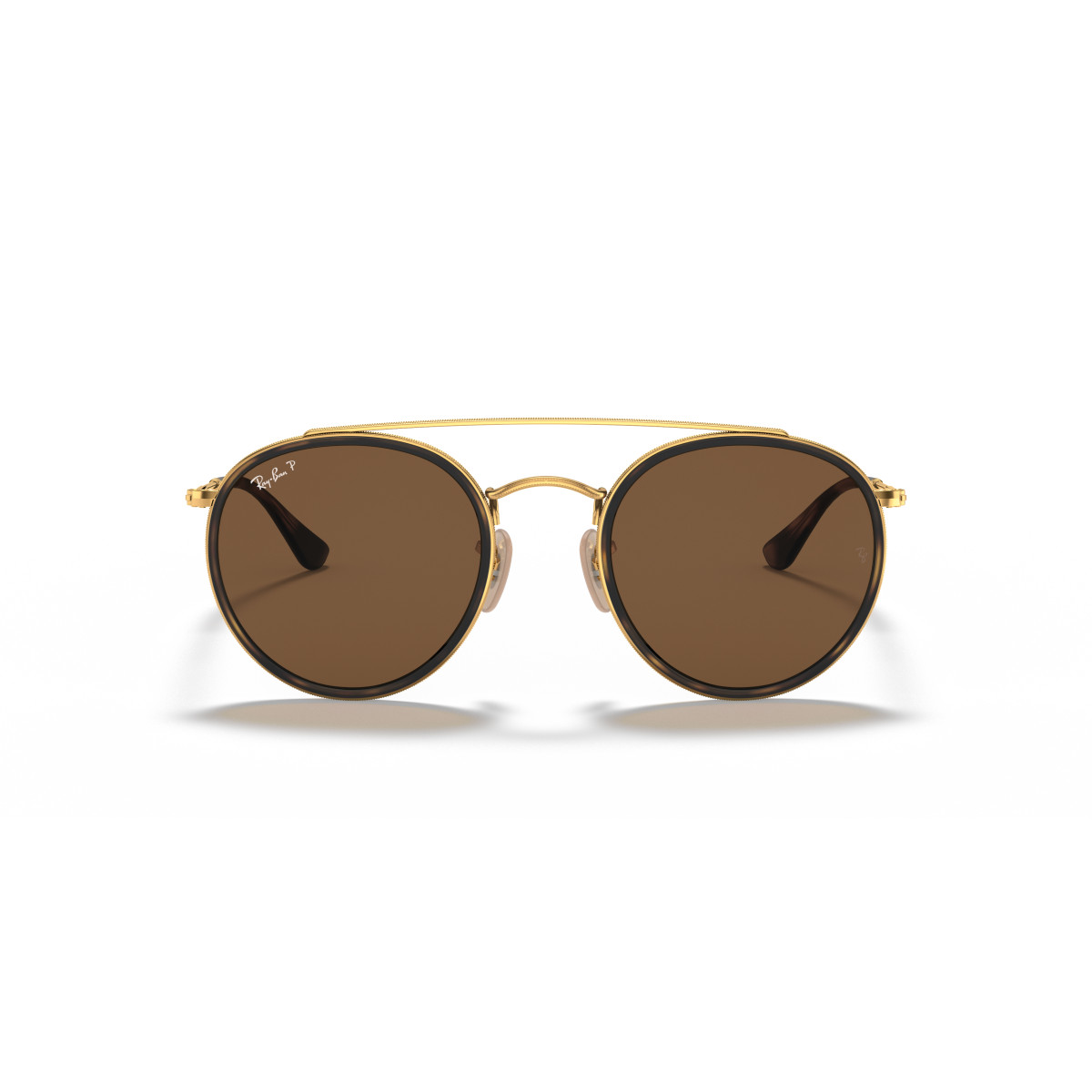 Ray-Ban Round Double Bridge akiniai | Polarized | Arista Gold - Brown