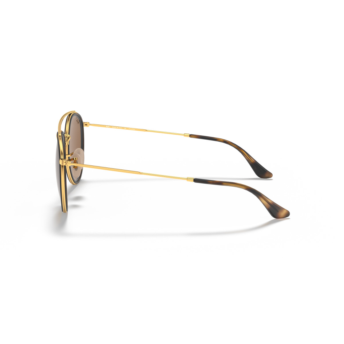 Ray-Ban Round Double Bridge akiniai | Polarized | Arista Gold - Brown