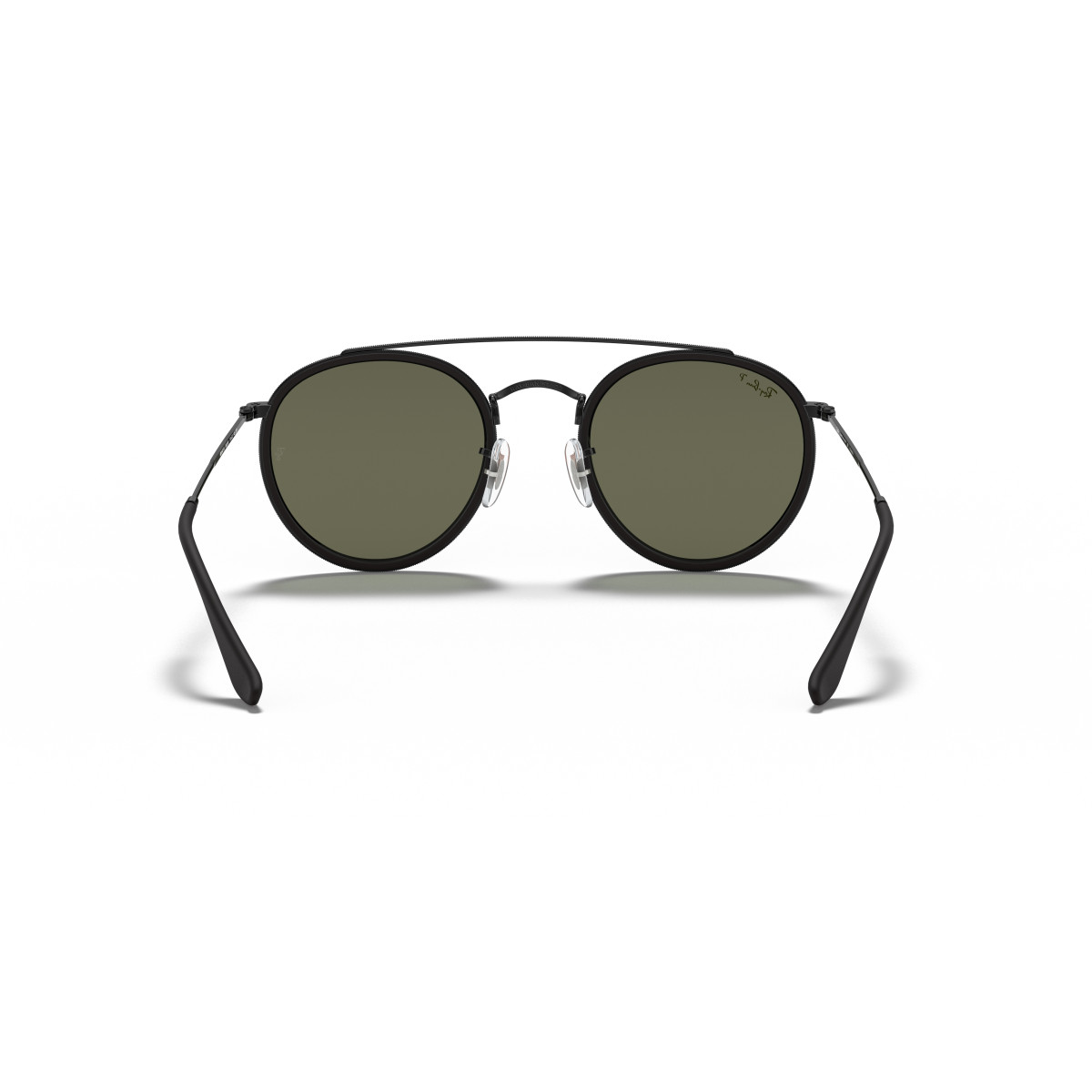 Ray-Ban Round Double Bridge Sunglasses | Polarised | Black - G-15 Green