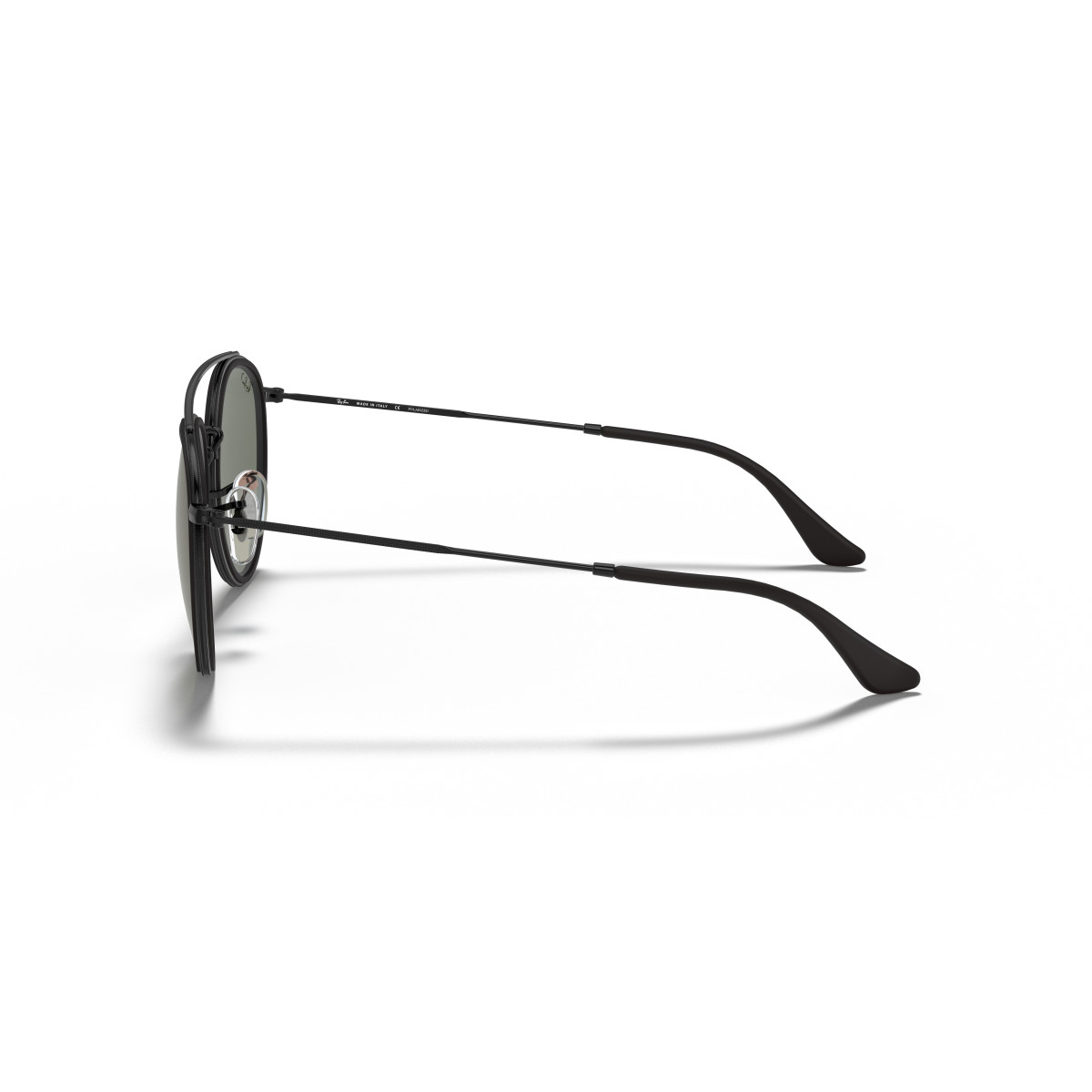 Ray-Ban Round Double Bridge Sunglasses | Polarised | Black - G-15 Green