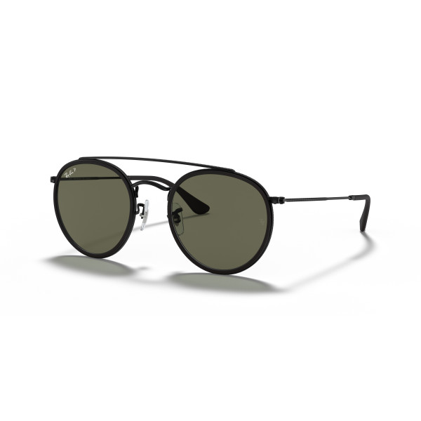 Ray-Ban Round Double Bridge akiniai | Polarised | Black - G-15 Green