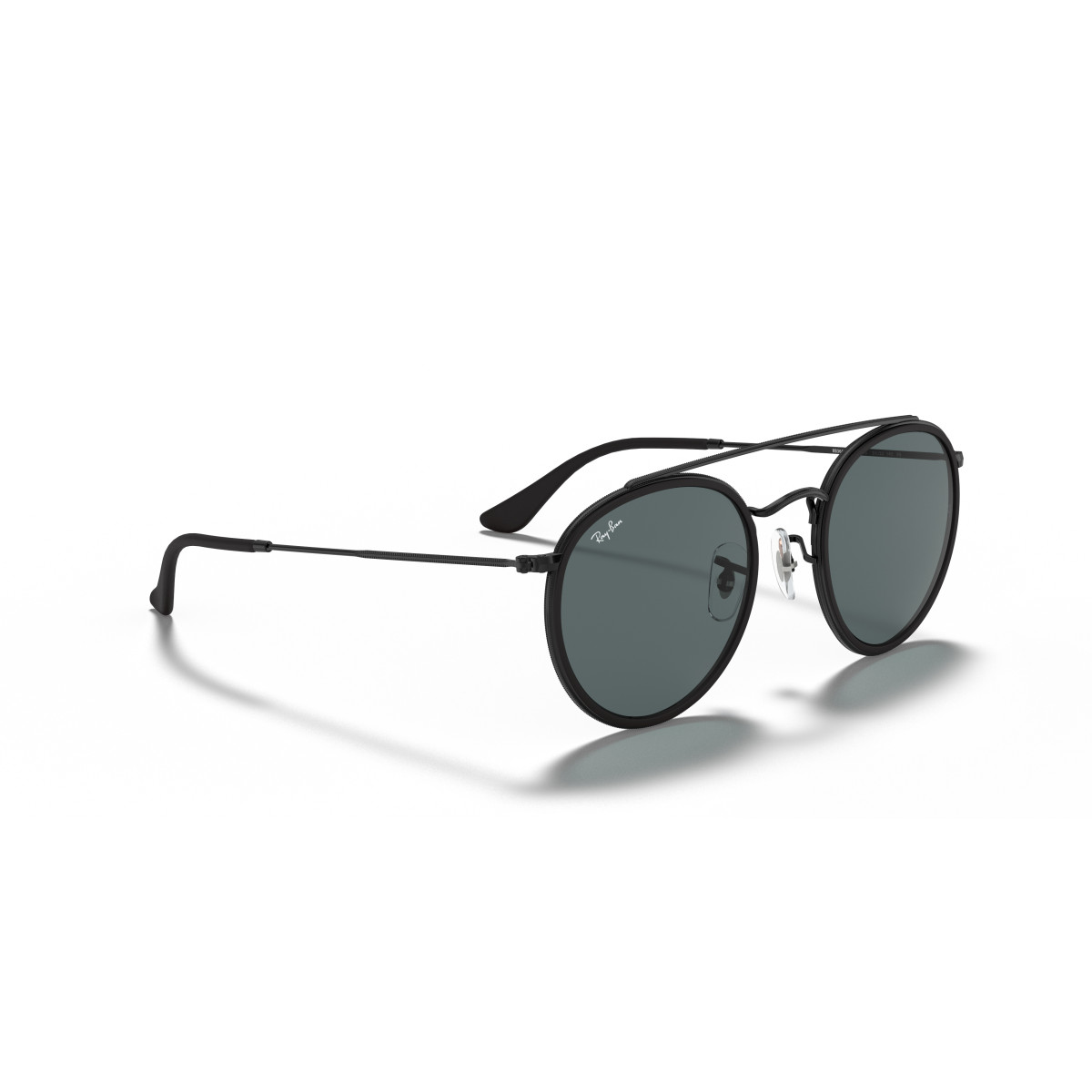 Ray-Ban Round Double Bridge Sunglasses | Black - Blue Grey