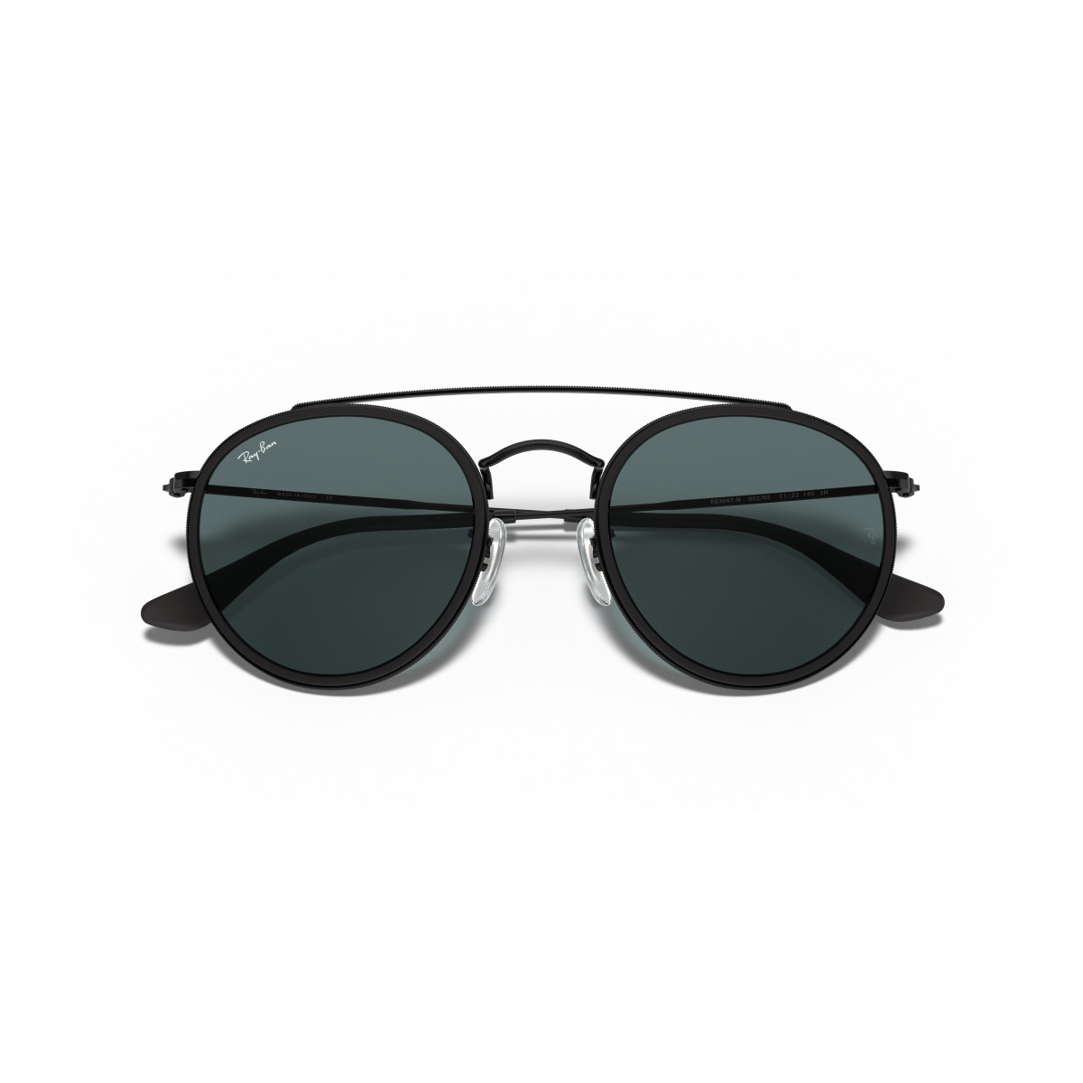 Ray-Ban Round Double Bridge Sunglasses | Black - Blue Grey