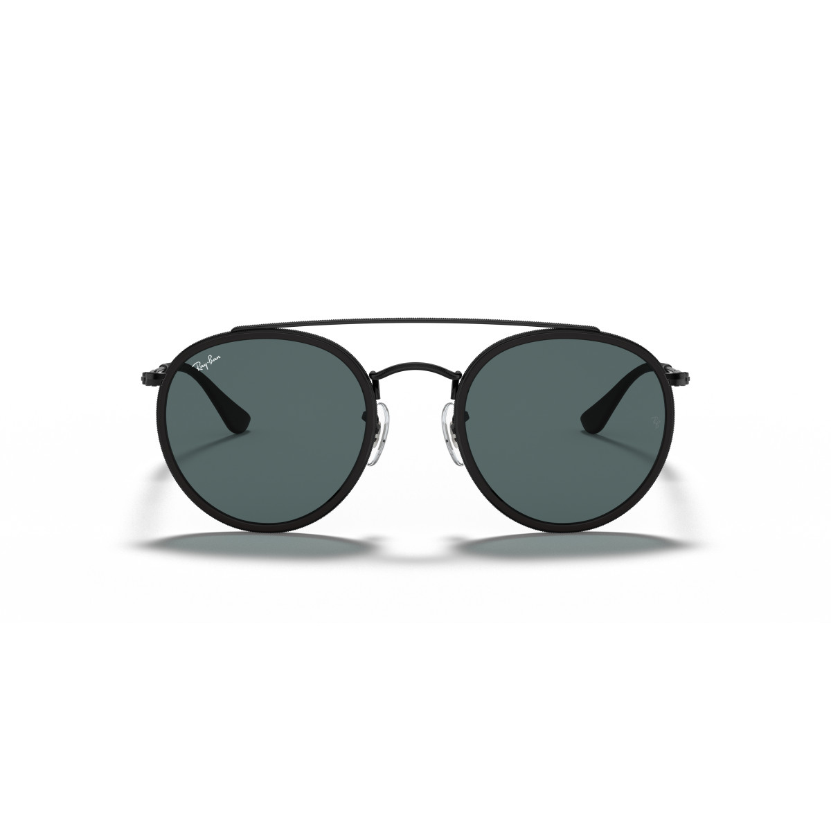 Ray-Ban Round Double Bridge Sunglasses | Black - Blue Grey