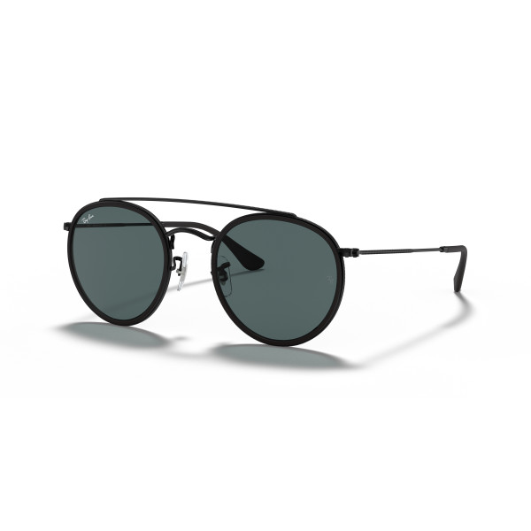 Ray-Ban Round Double Bridge akiniai | Black - Blue Grey