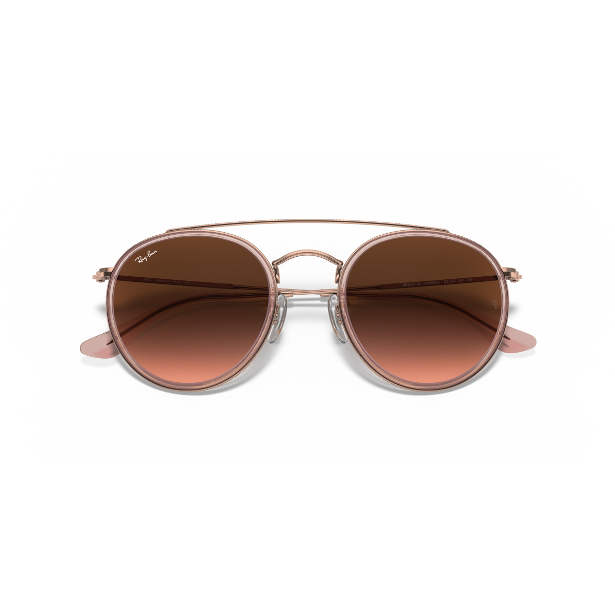 Ray-Ban Round Double Bridge akiniai | Copper - Brown Gradient