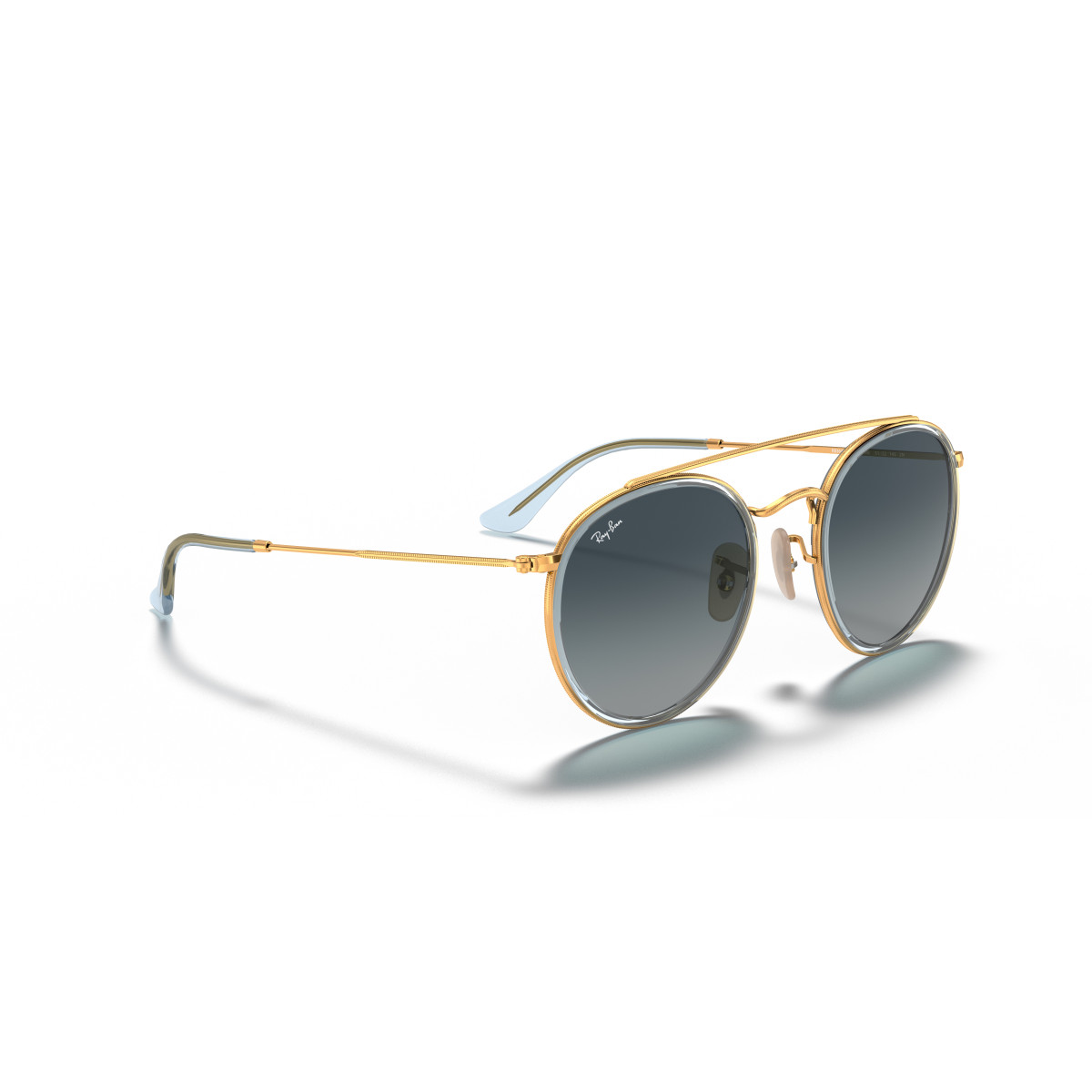 Ray-Ban Round Double Bridge akiniai | Arista Gold - Blue Gradient