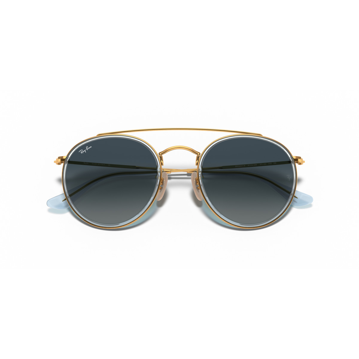 Ray-Ban Round Double Bridge akiniai | Arista Gold - Blue Gradient
