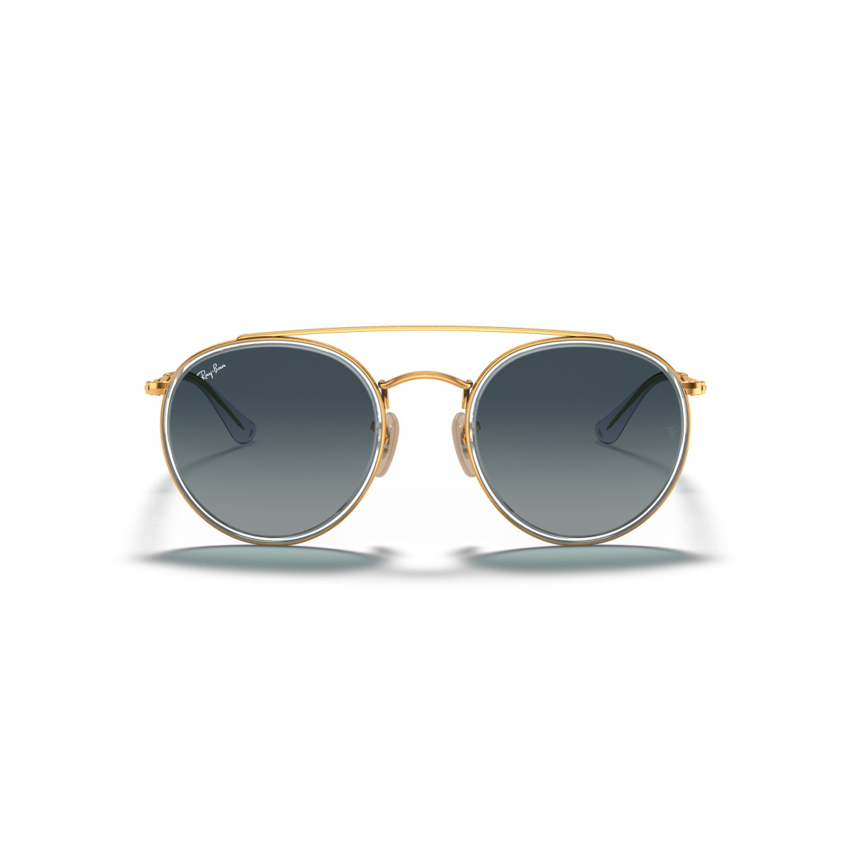 Ray-Ban Round Double Bridge akiniai | Arista Gold - Blue Gradient