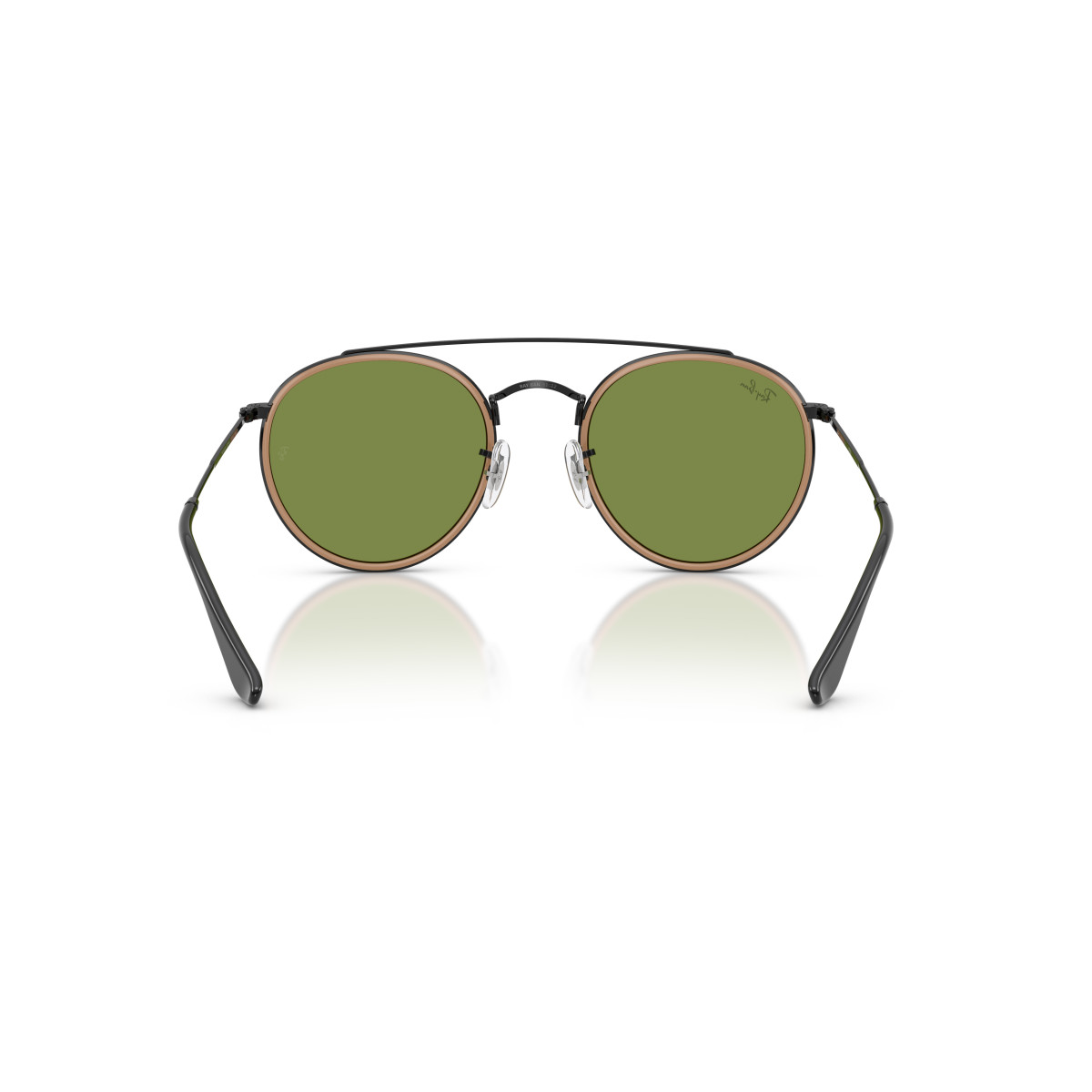 Ray-Ban Round Double Bridge Sunglasses | Black - Brown Green
