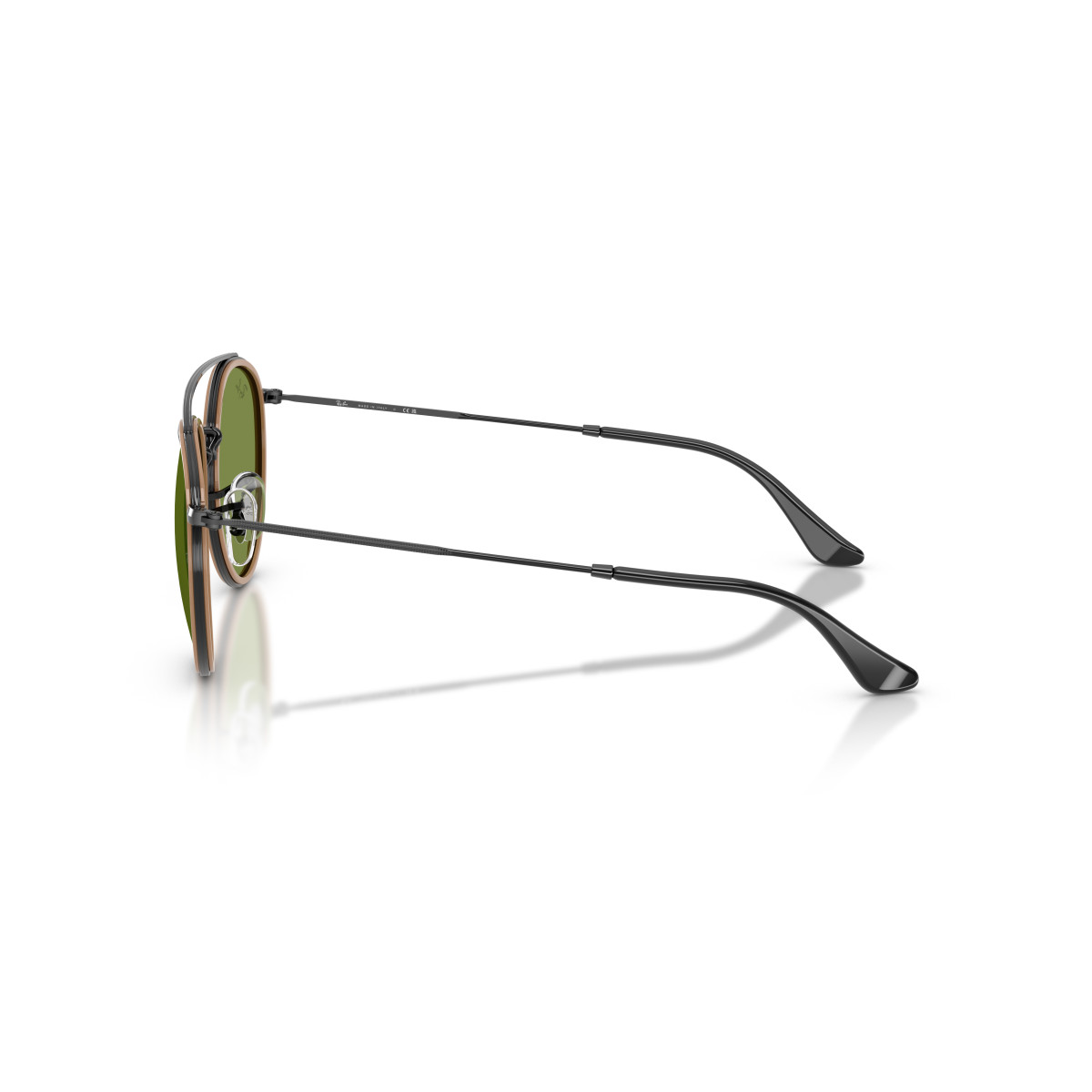 Ray-Ban Round Double Bridge Sunglasses | Black - Brown Green