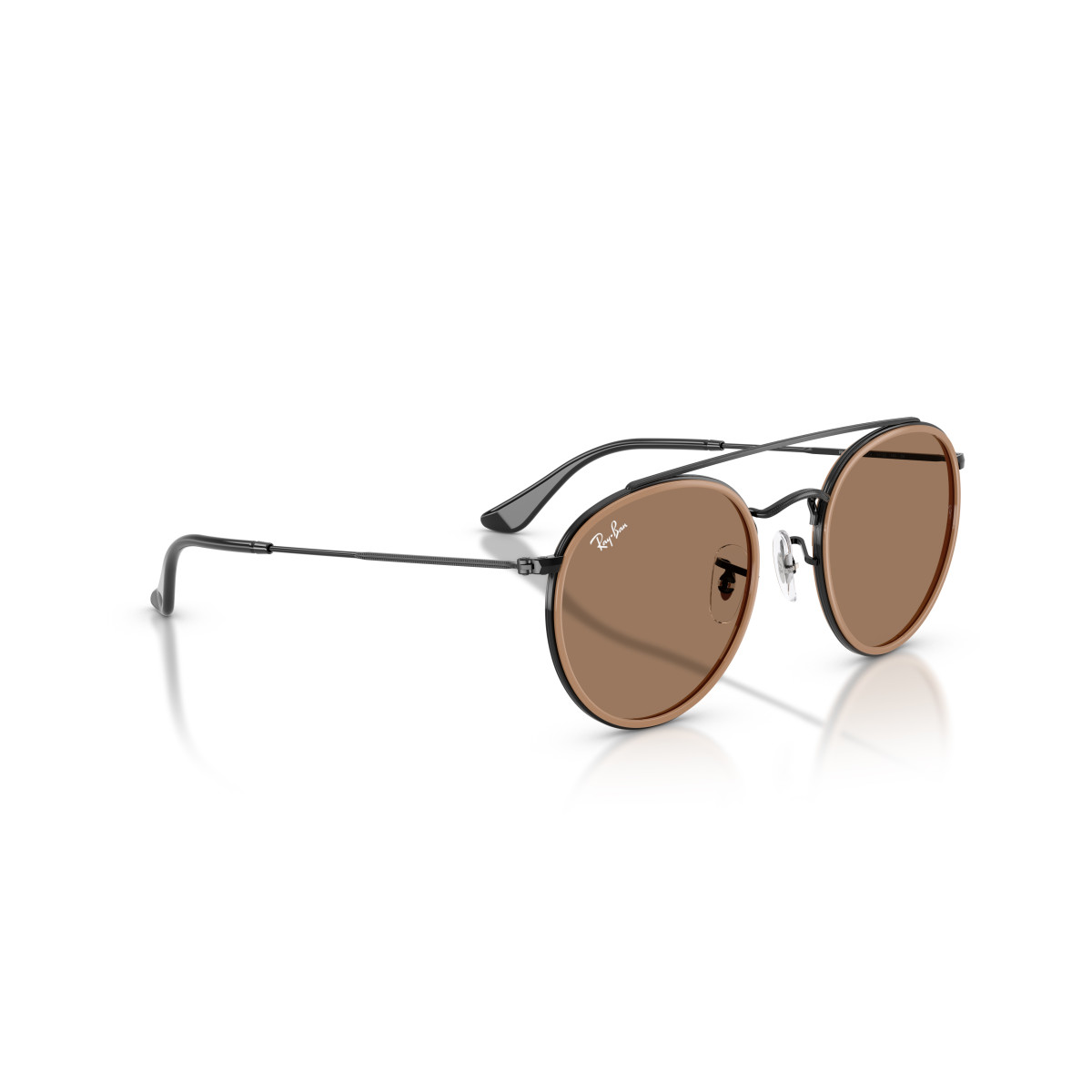Ray-Ban Round Double Bridge akiniai | Black - Brown