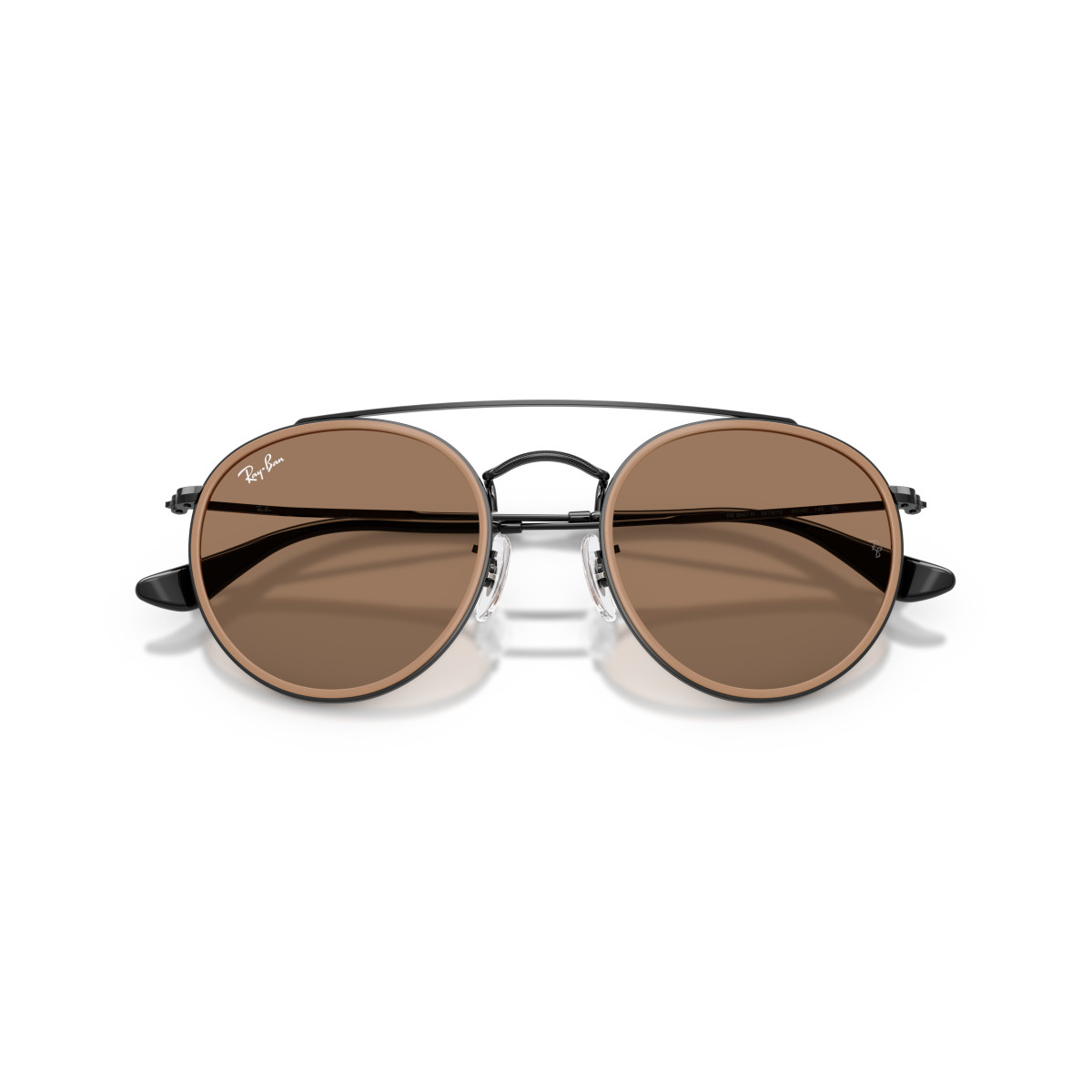 Ray-Ban Round Double Bridge akiniai | Black - Brown