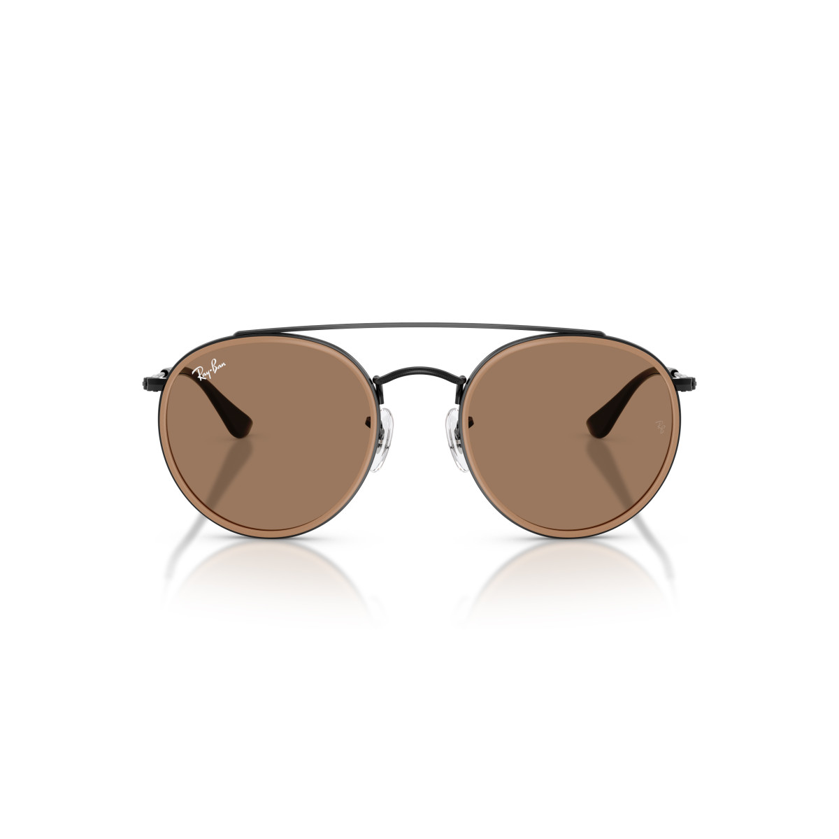 Ray-Ban Round Double Bridge akiniai | Black - Brown