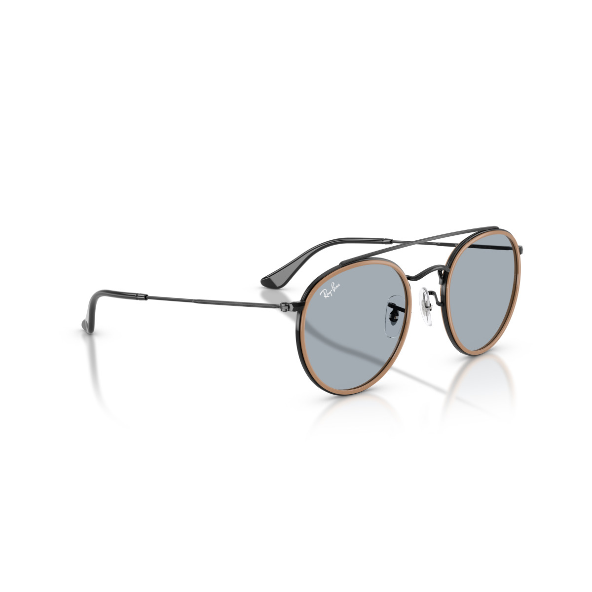 Ray-Ban Round Double Bridge Sunglasses | Black - Blue
