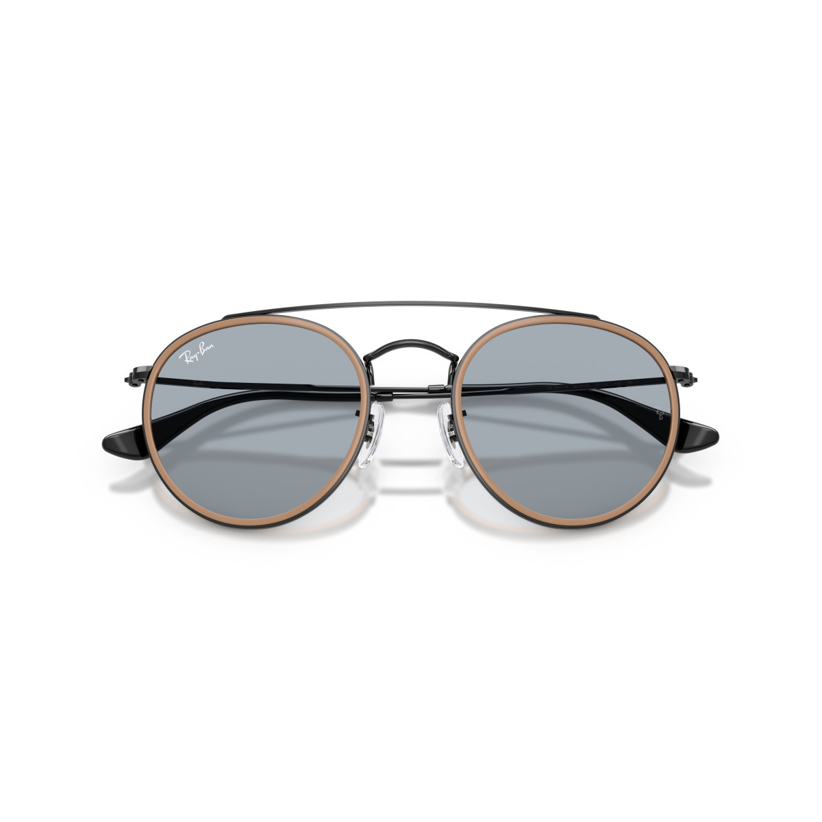 Ray-Ban Round Double Bridge Sunglasses | Black - Blue