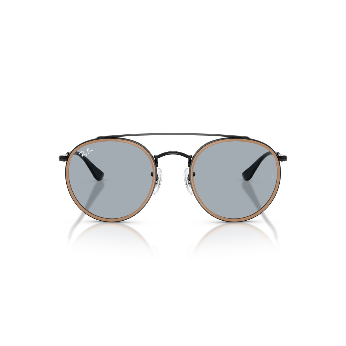 Ray-Ban Round Double Bridge Sunglasses | Black - Blue