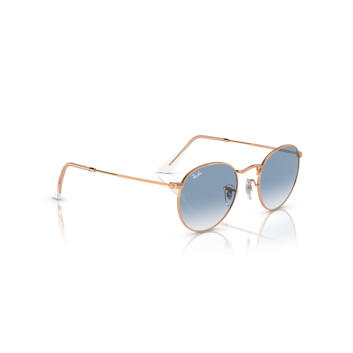 Ray-Ban Round Metal Small akiniai | Rose Gold - Clear & Blue