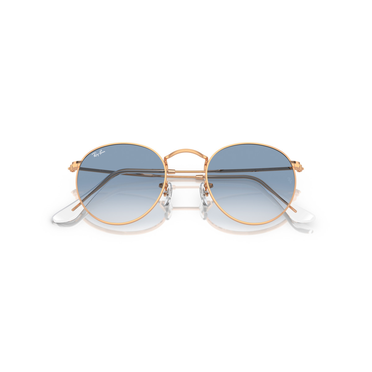 Ray-Ban Round Metal Small akiniai | Rose Gold - Clear & Blue