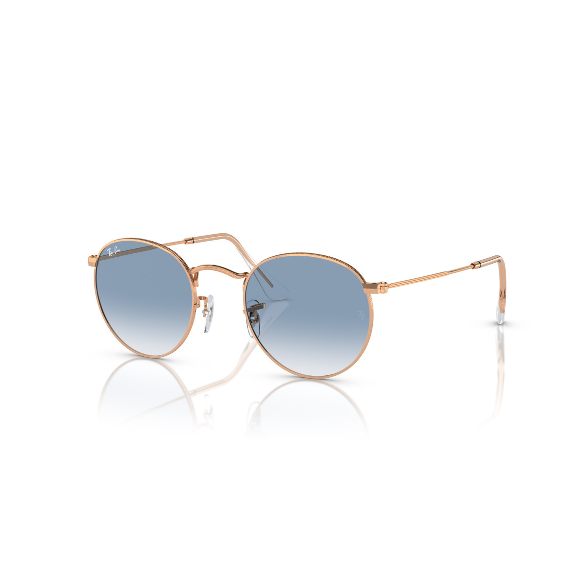 Ray-Ban Round Metal Small akiniai | Rose Gold - Clear & Blue