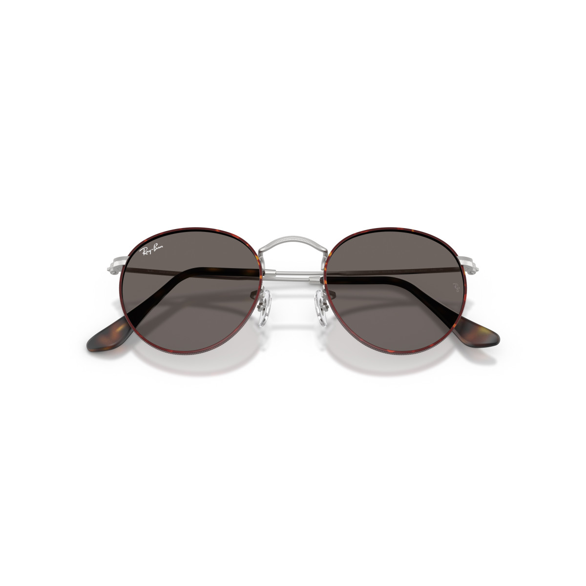 Ray-Ban Round Metal Small akiniai | Matt Havana On Matt Silver - Dark Grey