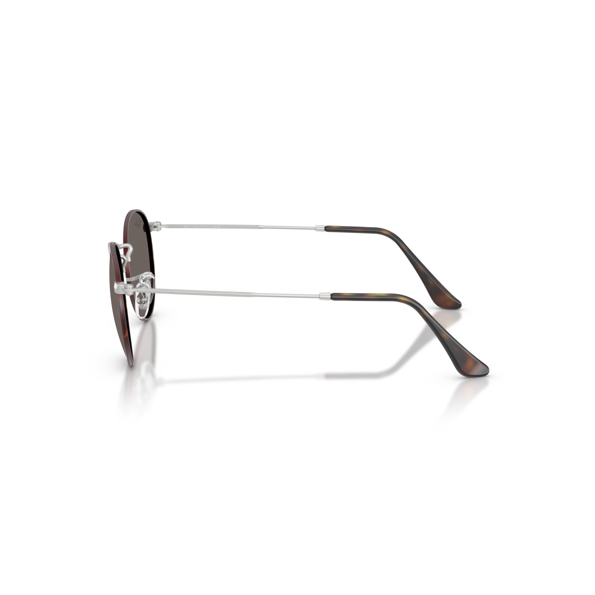 Ray-Ban Round Metal Small akiniai | Matt Havana On Matt Silver - Dark Grey