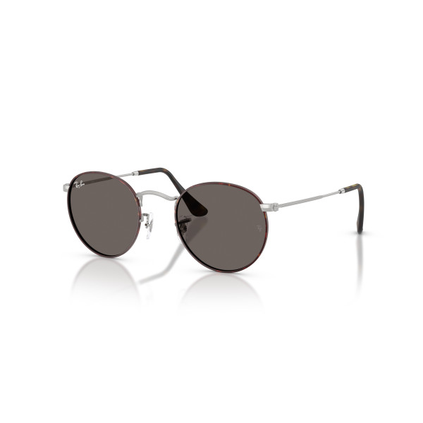 Ray-Ban Round Metal Small akiniai | Matt Havana On Matt Silver - Dark Grey