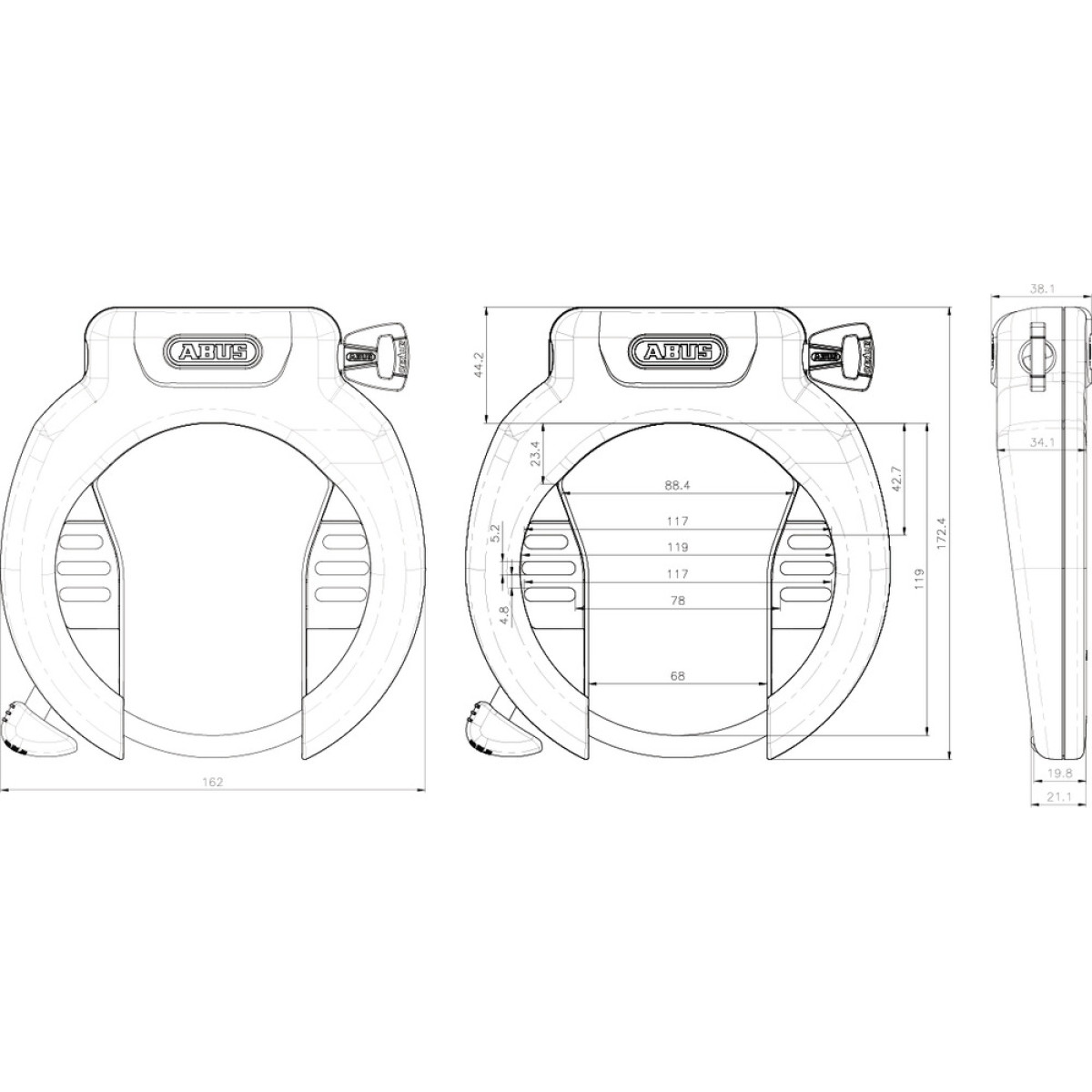 Abus 4750X NR Black rėmo spyna