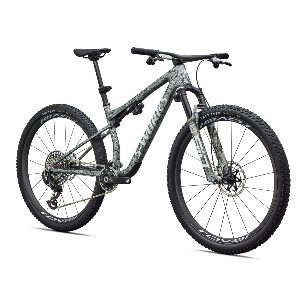 S-Works Epic 9 Pro Mountain Bike | Gloss Metallic Obsidian - Metallic White Silver