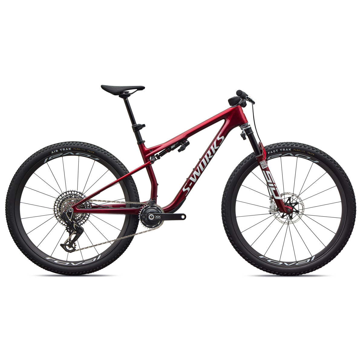 S-Works Epic 9 Pro Mountain Bike | Gloss Red Tint - Metallic White Silver