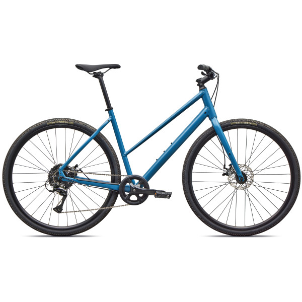 Specialized Sirrus X 1.0 Step-Through Fitness Bike | Satin Grey Blue - Cast Blue Metallic Frost Reflective