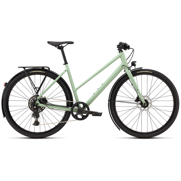Specialized Sirrus X 2.0 Step-Through EQ Fitness Bike | Satin Pistachio - Dolomite Metallic Frost Reflective
