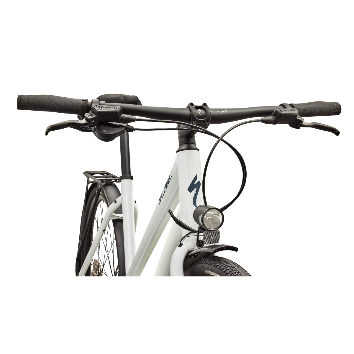 Specialized Sirrus X 3.0 Step-Through EQ fitness dviratis | Gloss Metallic White Silver - Metallic Deep Marine