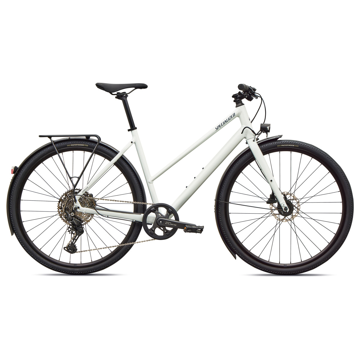 Specialized Sirrus X 3.0 Step-Through EQ fitness dviratis | Gloss Metallic White Silver - Metallic Deep Marine