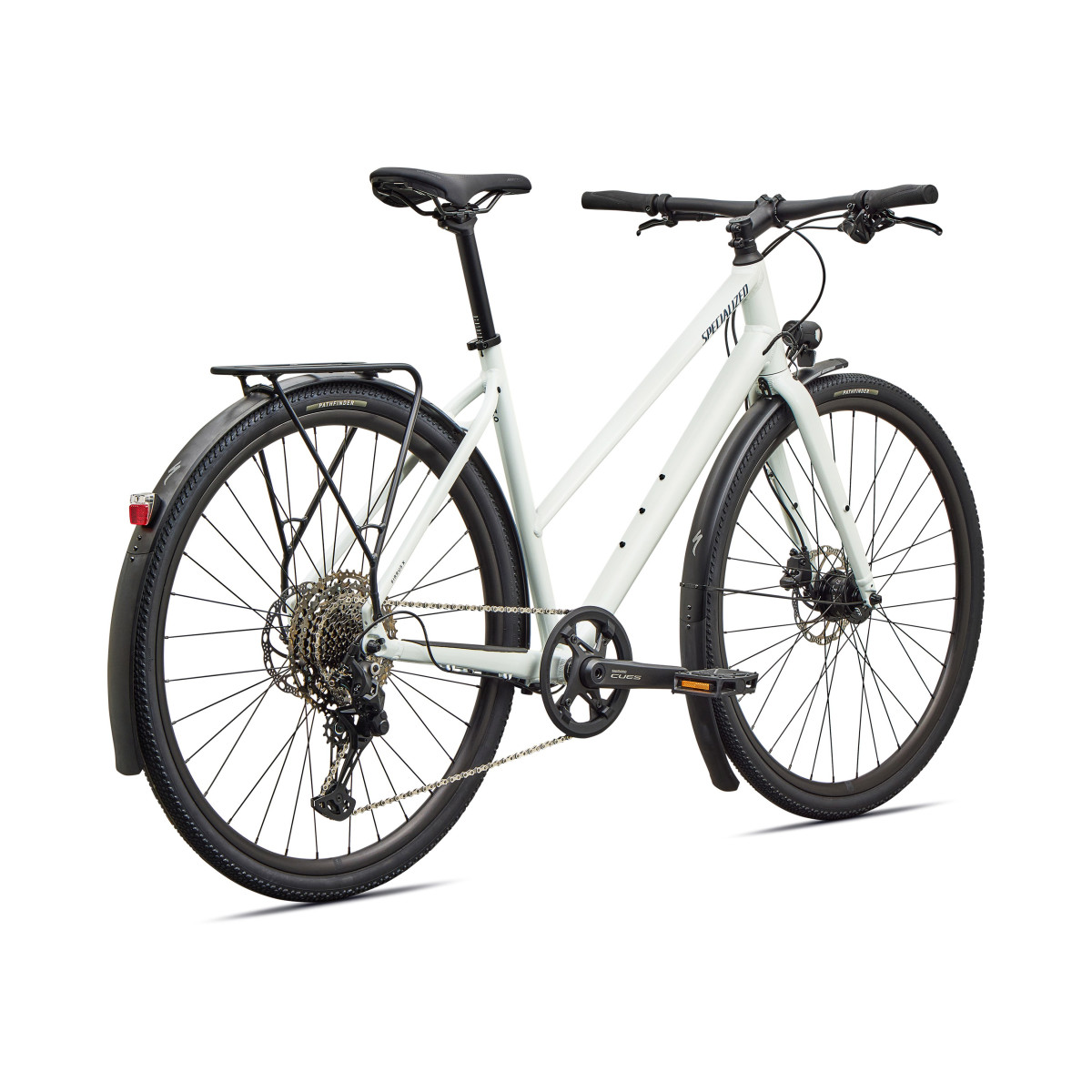 Specialized Sirrus X 3.0 Step-Through EQ fitness dviratis | Gloss Metallic White Silver - Metallic Deep Marine