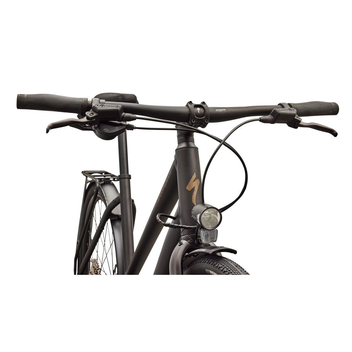 Specialized Sirrus X 3.0 Step-Through EQ fitness dviratis | Satin Metallic Obsidian - Burnt Gold Metallic